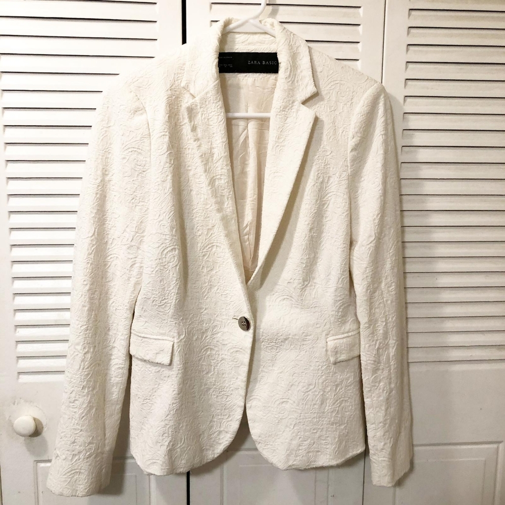 Zara textured off white blazer
